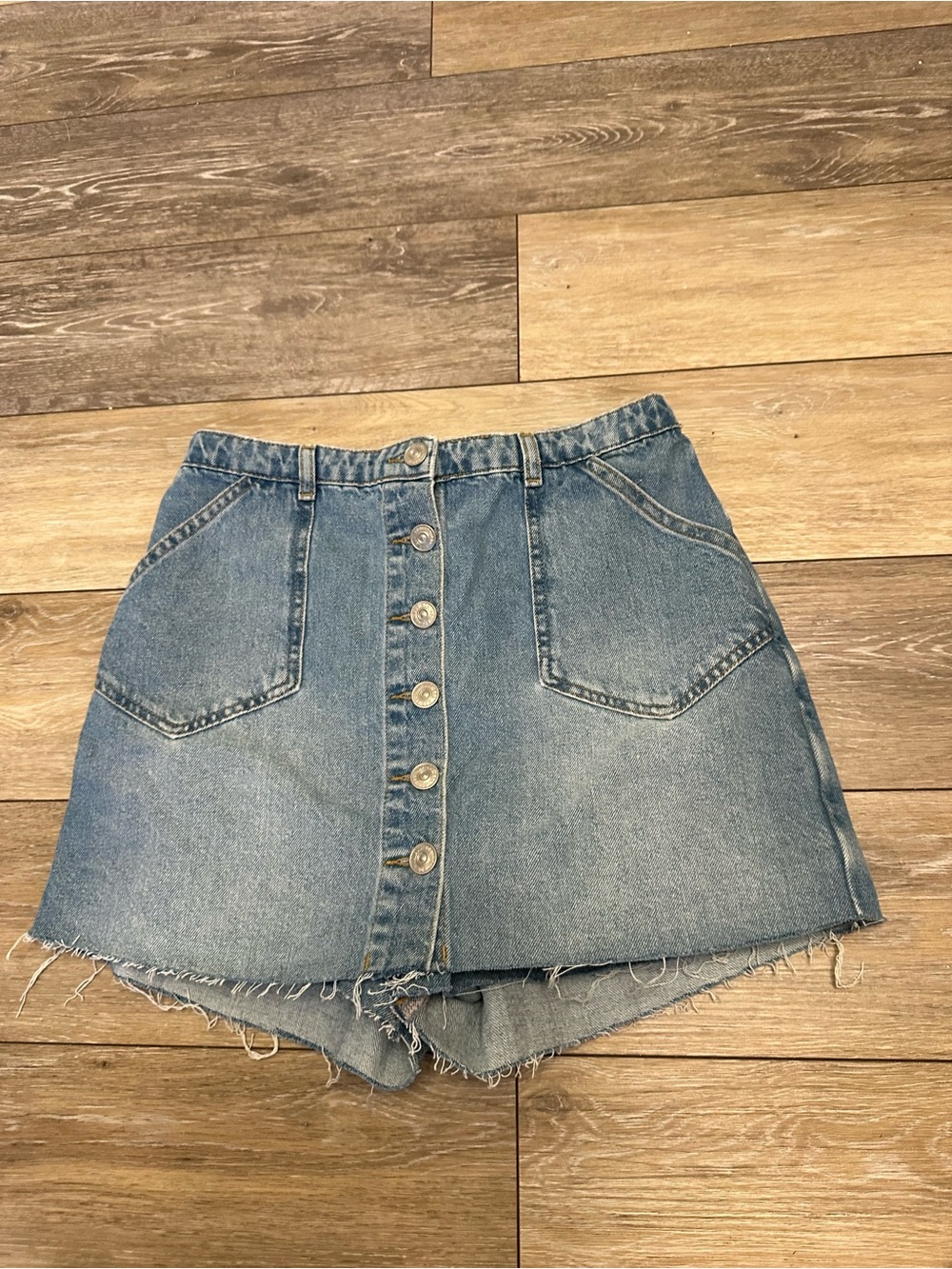 BDG Denim Button Front Mini Skirt Skort Shorts
